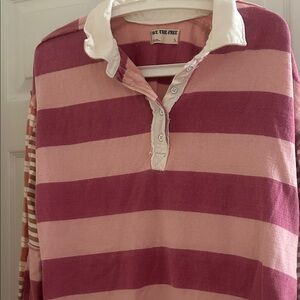 We The Free Pink and Cream Striped Shirt